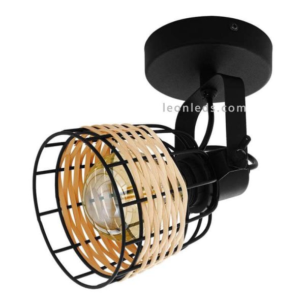 Aplique LED rattan Anwick 1 11,5Cm 1XE27 | Aplique vintage de techo de Eglo Iluminación | LeonLeds Iluminación