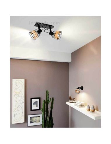 Aplique LED rattan Anwick 1 11,5Cm 1XE27 | Aplique yute mimbre de Eglo Iluminación | LeonLeds Iluminación