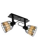 Regleta LED rattan y acero Anwick 1 2XE27 | Regleta vintage de techo de Eglo Iluminación | LeonLeds Iluminación