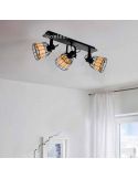 Regleta LED rattan y acero Anwick 1 3XE27 | Aplique yute mimbre de Eglo Iluminación | LeonLeds Iluminación