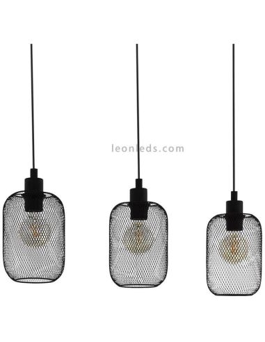 Wrington 3XE27 Lâmpada de teto de arame LED | Candeeiro de rede preto da Eglo Iluminación | Leon Iluminação LED