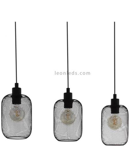 Plafonnier filaire LED Wrington 3XE27 | Lampe réseau noire de Eglo Iluminación | Éclairage LeonLeds