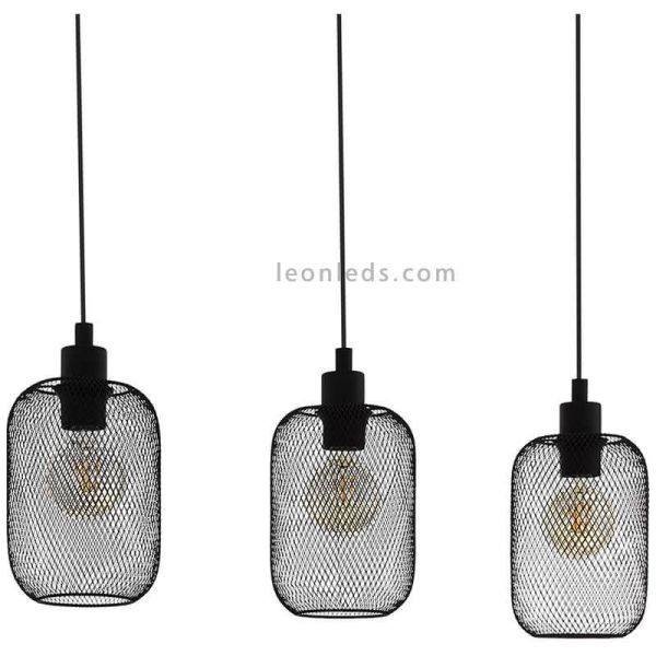 Lámpara de techo LED alambre Wrington 3XE27 | Lámpara negra de red de Eglo Iluminación | LeonLeds Iluminación