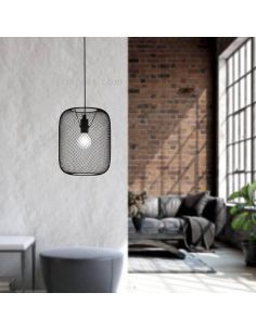 Lámpara de techo colgante LED rejilla Wrington 1XE27 | Lámpara industrial de techo de Eglo Iluminación | LeonLeds Iluminación 2