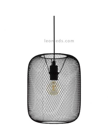 Lámpara de techo colgante LED rejilla Wrington 1XE27 | Lámpara negra de red de Eglo Iluminación | LeonLeds Iluminación