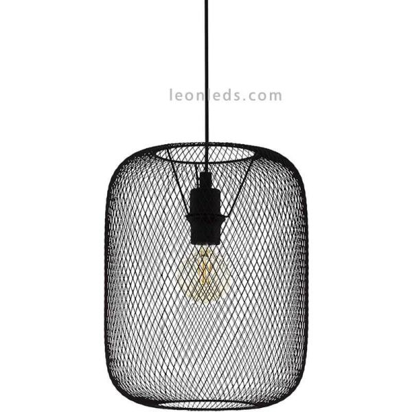 Lámpara de techo colgante LED rejilla Wrington 1XE27 | Lámpara negra de red de Eglo Iluminación | LeonLeds Iluminación