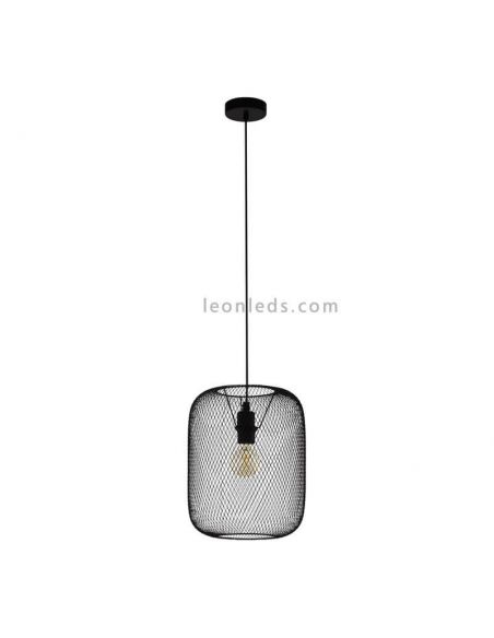 Lámpara de techo colgante LED rejilla Wrington 1XE27 | Lámpara industrial de techo de Eglo Iluminación | LeonLeds Iluminación