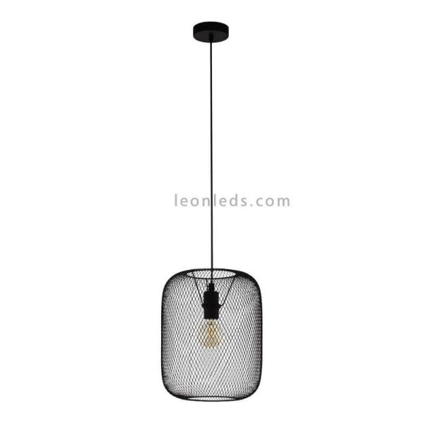 Lámpara de techo colgante LED rejilla Wrington 1XE27 | Lámpara industrial de techo de Eglo Iluminación | LeonLeds Iluminación