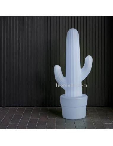 Lámpara de pie LED para exterior Kaktus| Lámpara de PVC cactus blanco con bateria RGB | LeonLeds Iluminación