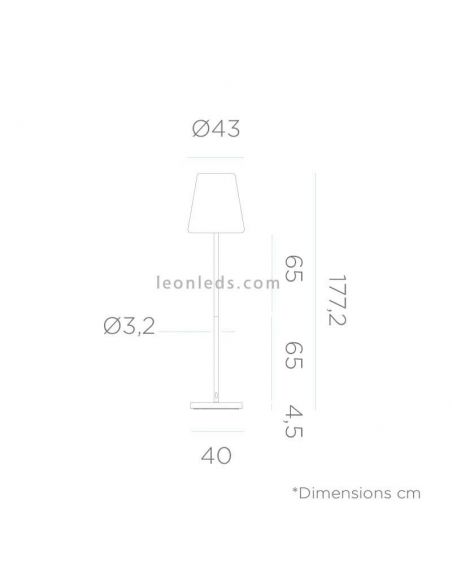 Lámpara de pie LED solar para exterior 180Cm Lola Slim | Lámpara de PVC bateria | LeonLeds Iluminación
