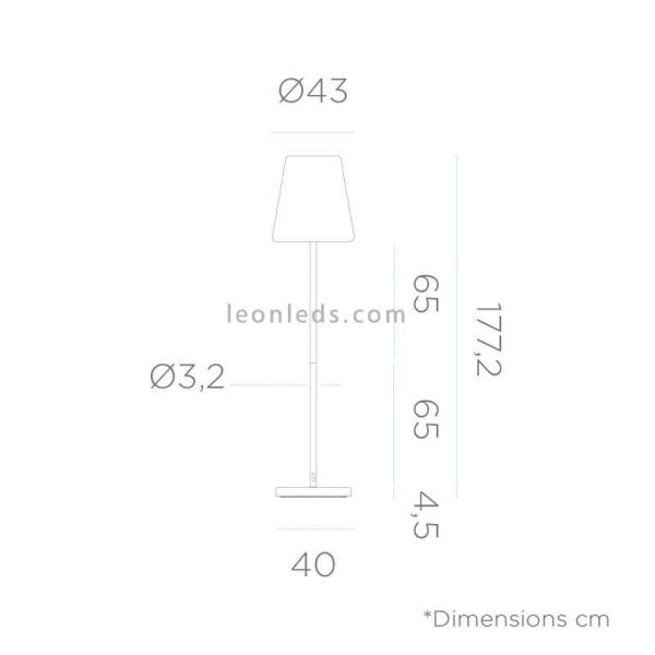 Candeeiro de chão solar exterior LED 180cm Lola Slim | Lâmpada de bateria de PVC | Leon Iluminação LED
