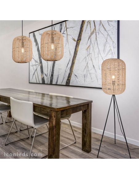 Lámpara de pie Runa de madera y metal 1xE27 |Trio Lighting| LeonLeds Iluminación