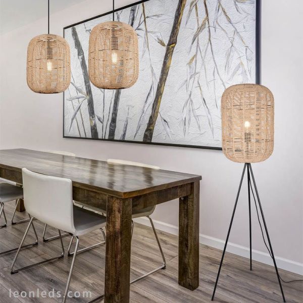 Lámpara de pie Runa de madera y metal 1xE27 |Trio Lighting| LeonLeds Iluminación
