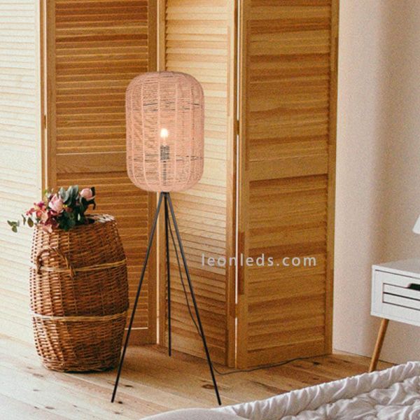 Lampadaire Runa en sisal 1xE27 |Trio Lighting| Éclairage LeonLeds