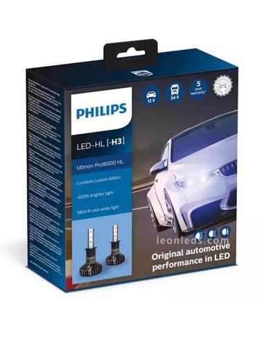 Pack Bombillas H3 LED X-treme Ultinon PRO9000 12/24V HL Pack 2 Unidades 11336U90CWX2 Philips | LeonLeds