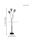 Lampadaire LED à grille Wrington 3XE14 | Lampe en acier noir de Eglo Iluminación | Éclairage LeonLeds