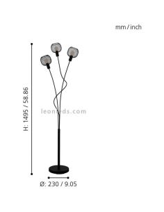 Lámpara de pie LED rejilla Wrington 3XE14 | Lámpara industrial de pie de Eglo Iluminación | LeonLeds Iluminación 2