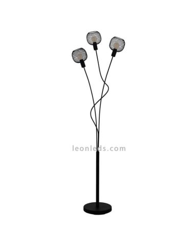 Lámpara de pie LED rejilla Wrington 3XE14 | Lámpara industrial de pie de Eglo Iluminación | LeonLeds Iluminación