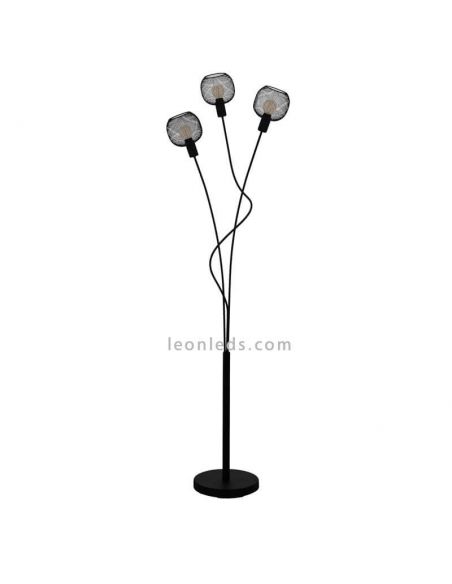 Lámpara de pie LED rejilla Wrington 3XE14 | Lámpara industrial de pie de Eglo Iluminación | LeonLeds Iluminación