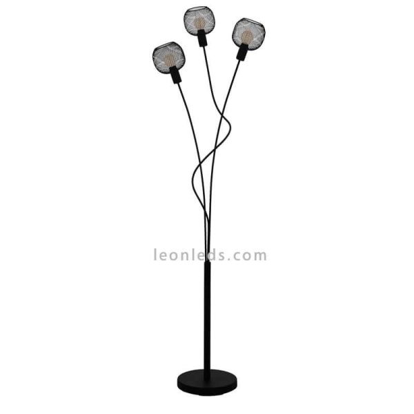Lámpara de pie LED rejilla Wrington 3XE14 | Lámpara industrial de pie de Eglo Iluminación | LeonLeds Iluminación