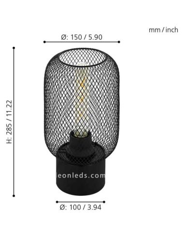Candeeiro de mesa LED em grade Wrington 1 1XE14 | Candeeiro de aço preto da Eglo Iluminación | Leon Iluminação LED