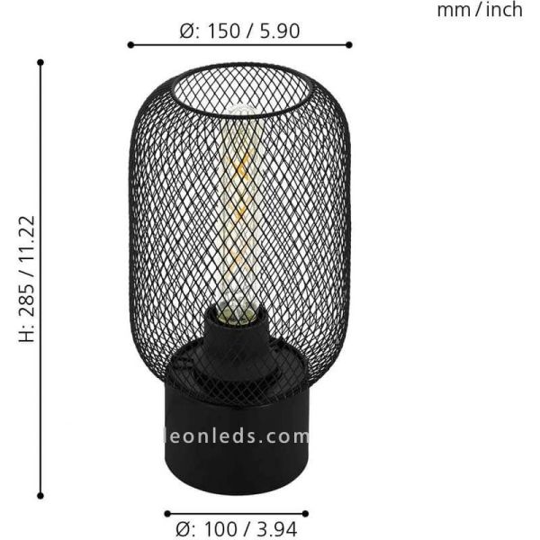 Lámpara de mesita LED rejilla Wrington 1 1XE14 | Lámpara color negro acero de Eglo Iluminación | LeonLeds Iluminación