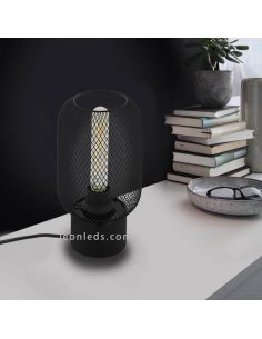 Candeeiro de mesa LED em grelha Wrington 1 1XE14| Candeeiro de mesa industrial da Eglo Iluminación | Leon Iluminação LED 2