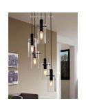 Lámpara de techo LED de cristal cilíndrico Montefino 5XE27 | Lámpara 5 puntos luz Eglo Iluminación | LeonLeds Iluminación