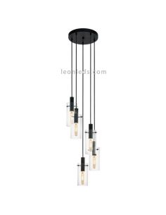 Lámpara de techo LED de cristal cilíndrico Montefino 5XE27 | Lámpara clásica de techo de Eglo Iluminación | LeonLeds Iluminación