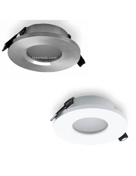 Aro Empotrable estanco redondo Atlantis Blanco o Aluminio IP54 6405 6406 | LeonLeds