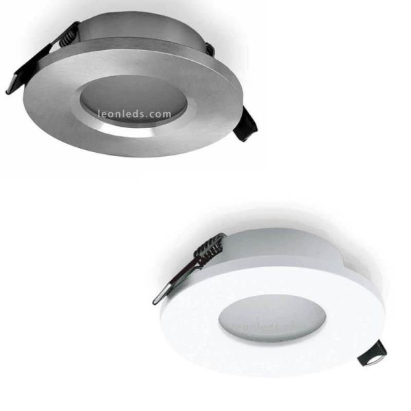 Aro Empotrable estanco redondo Atlantis Blanco o Aluminio IP54 6405 6406 | LeonLeds