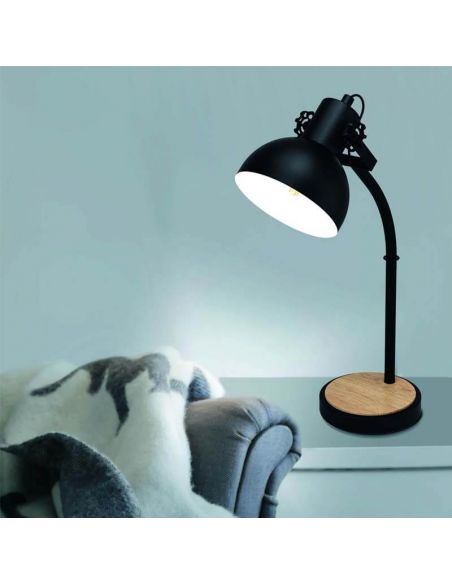Lámpara de sobremesa LED Lubenham 1XE27 | Foco negro campana acero de Eglo Iluminación | LeonLeds Iluminación