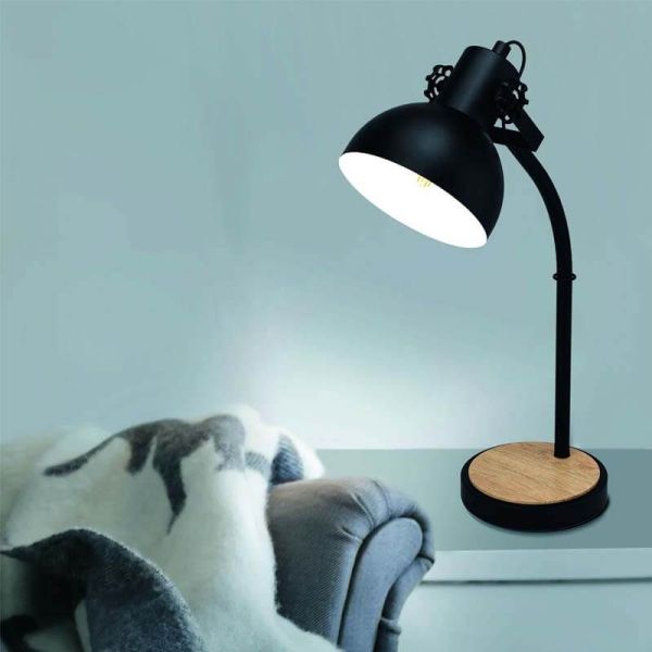 Lámpara de sobremesa LED Lubenham 1XE27 | Foco negro campana acero de Eglo Iluminación | LeonLeds Iluminación