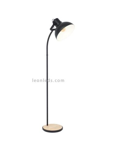 Lámpara de pie LED industrial Lubenham 1XE27 | Foco negro acero de Eglo Iluminación | LeonLeds Iluminación