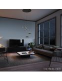 Salón con Lámpara Colgante LED Cuero Negro y Latón 32W 3000K 2360Lm Orion 7476 | LeonLeds