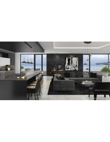 Ambiente Suspension LED Cuir Noir et Laiton 32W 3000K 2360Lm Orion 7476 | leonleds