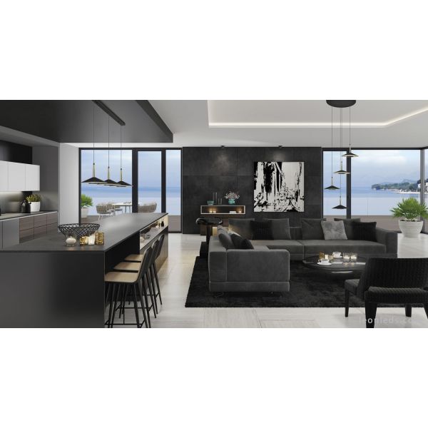 Ambiente Lámpara Colgante LED Cuero Negro y Latón 32W 3000K 2360Lm Orion 7476 | LeonLeds