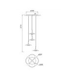 Dimensiones Lámpara Colgante LED Cuero Negro y Latón 32W 3000K 2360Lm Orion | LeonLeds