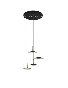 Lámpara Colgante LED Cuero Negro y Latón 32W 3000K 2360Lm Orion 7476 | LeonLeds