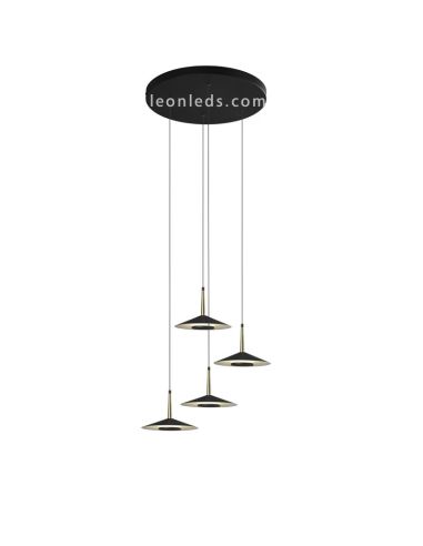 Lámpara Colgante LED Cuero Negro y Latón 32W 3000K 2360Lm Orion 7476 | LeonLeds