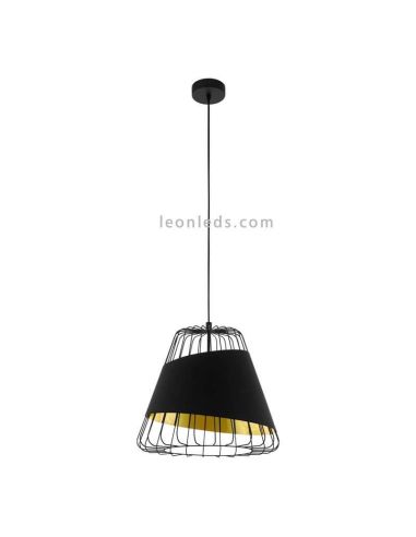Lámpara de techo negra y dorada Austell 36Cm 1XE27 | Lámpara contemporánea de techo de Eglo Iluminación | LeonLeds Iluminación
