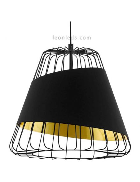 Luminária de teto preto e dourado Austell 36Cm 1XE27 | Candeeiro de aço dourado Eglo Lighting | Leon Iluminação LED