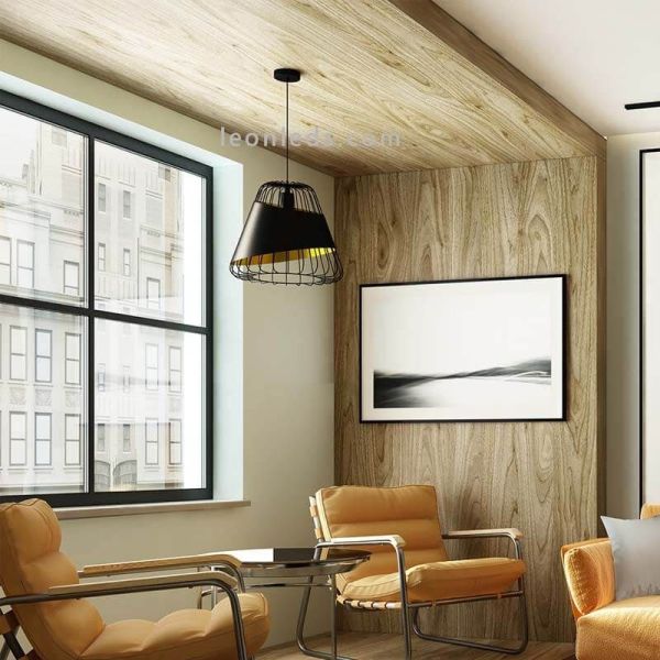 Lámpara colgante negra y dorada Austell 43Cm 1XE27 | Lámpara contemporánea de techo de Eglo Iluminación | LeonLeds Iluminación