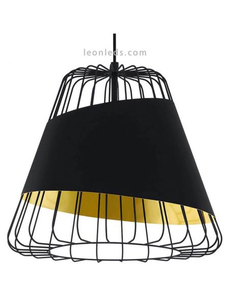 Lámpara colgante negra y dorada Austell 43Cm 1XE27 | Lámpara contemporánea de techo de Eglo Iluminación | LeonLeds Iluminación