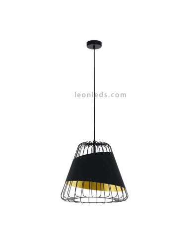 Lámpara colgante negra y dorada Austell 43Cm 1XE27 | Lámpara contemporánea de techo de Eglo Iluminación | LeonLeds Iluminación