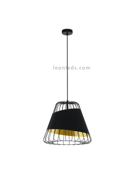 Lámpara colgante negra y dorada Austell 43Cm 1XE27 | Lámpara contemporánea de techo de Eglo Iluminación | LeonLeds Iluminación