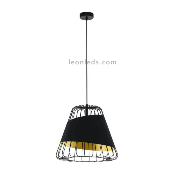 Lámpara colgante negra y dorada Austell 43Cm 1XE27 | Lámpara contemporánea de techo de Eglo Iluminación | LeonLeds Iluminación