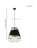 Lámpara colgante negra y dorada Austell 43Cm 1XE27 | Lámpara de acero dorado Eglo Iluminación | LeonLeds Iluminación