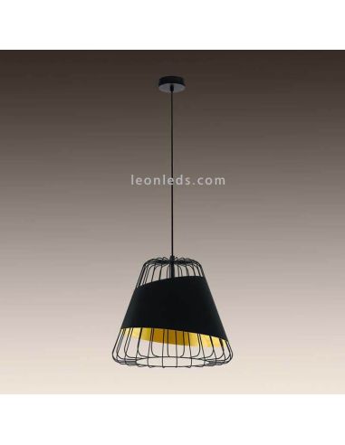 Lámpara colgante negra y dorada Austell 43Cm 1XE27 | Lámpara de acero negro Eglo Iluminación | LeonLeds Iluminación