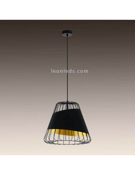 Lámpara colgante negra y dorada Austell 43Cm 1XE27 | Lámpara de acero negro Eglo Iluminación | LeonLeds Iluminación